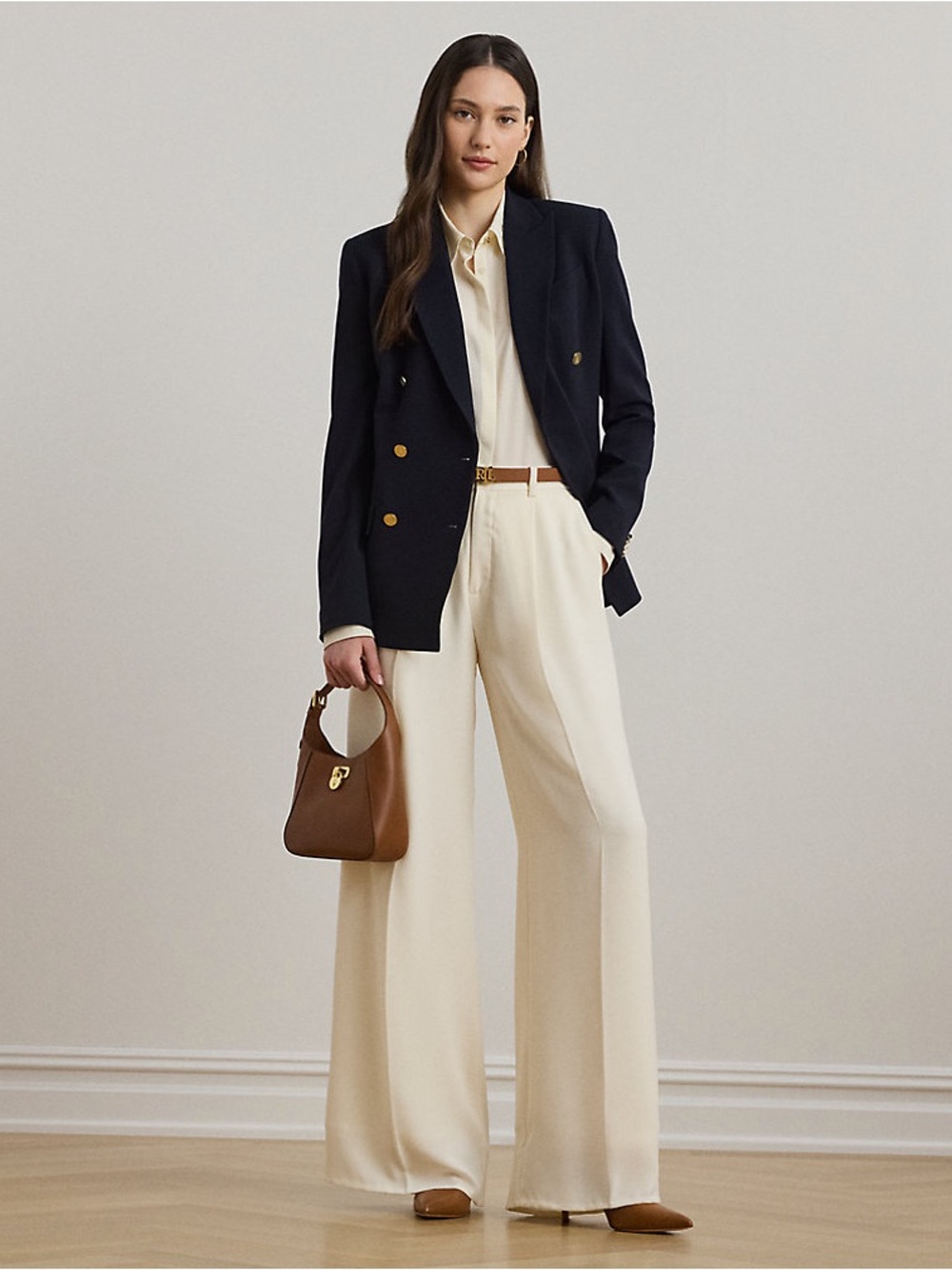 Lauren Ralph Lauren Double-Faced Georgette Wide-Leg Pant Mascarpone Cream